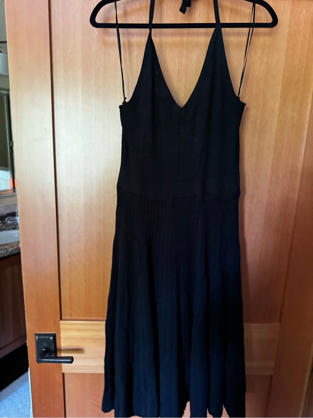 a new day Black halter style Spaghetti Strap Sweater Midi Dress